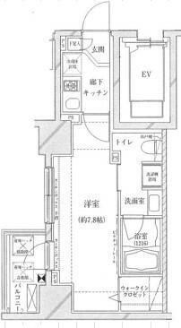 クレイシア亀戸(1K/4階)の間取り写真