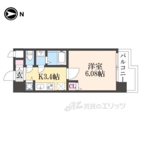 THEGARNETSUITERESIDE(1K/8階)の間取り写真