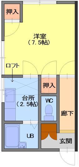 第2グレース三池(1K/2階)の間取り写真