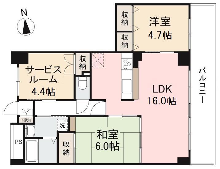 サンフラワー栗林(2SLDK/2階)の間取り写真