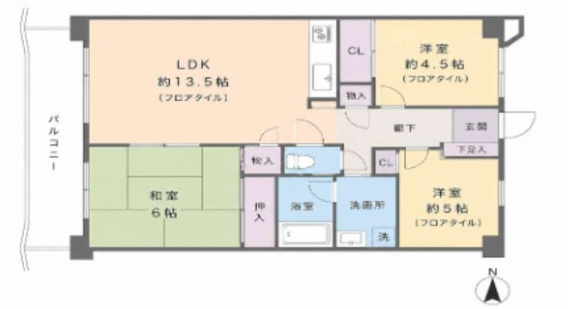 桜塚パークマンション(3LDK/7階)の間取り写真