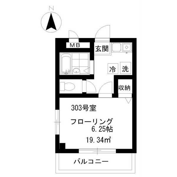 エスポワールダイマス(1K/3階)の間取り写真