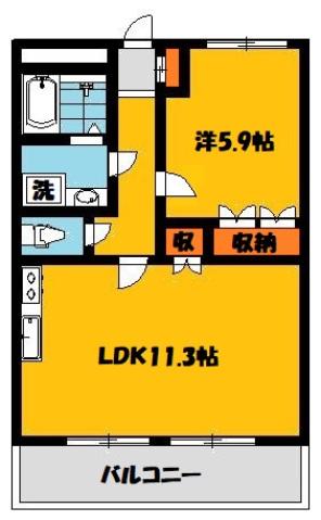 グランド・ソレイユ(1LDK/2階)の間取り写真