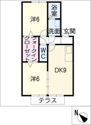 ヴィーブルアツミ(2DK/1階)の間取り写真