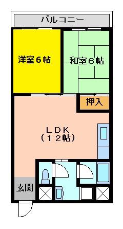 山西ハイツ(2LDK/2階)の間取り写真