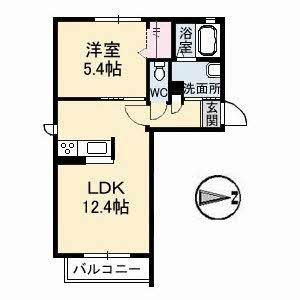 プリマ・クラッセA棟(1LDK/2階)の間取り写真