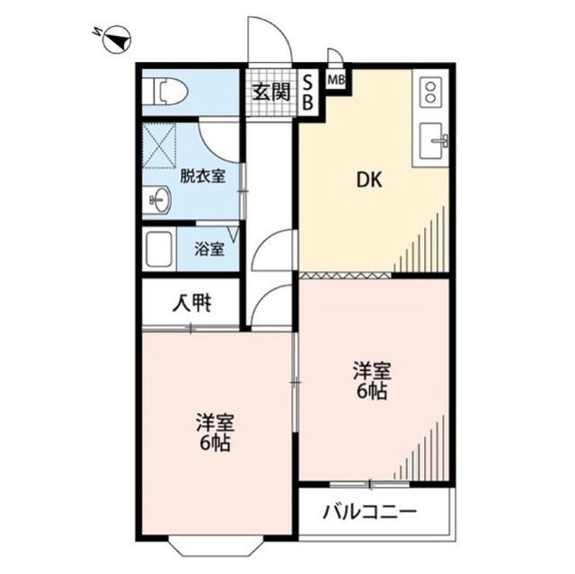 ハイツアミューズ(2DK/1階)の間取り写真