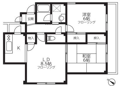 カーサNO1(2LDK/2階)の間取り写真