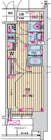 プレサンス東別院駅前II(1K/6階)の間取り写真