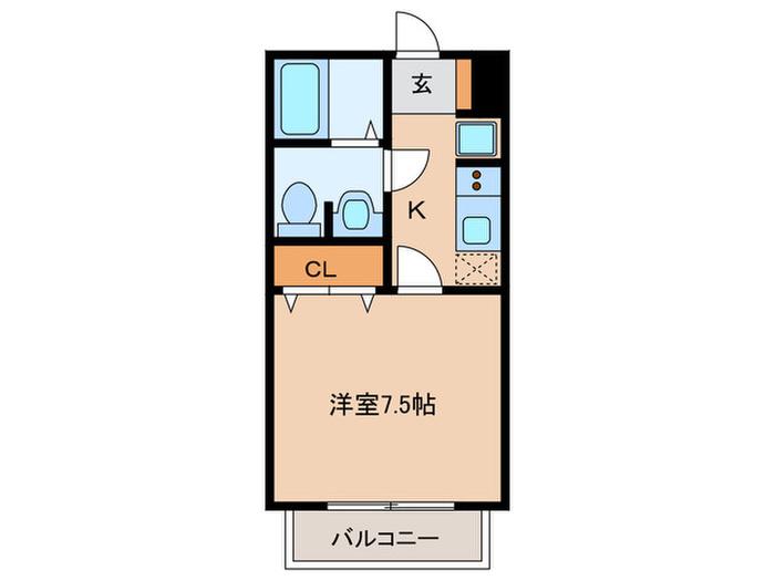 コーポおかやま(1K/1階)の間取り写真
