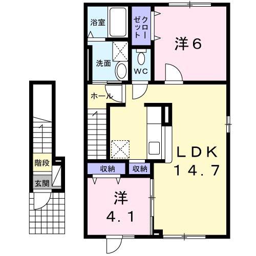 ル・シーニュ沼ノ端I(2LDK/2階)の間取り写真