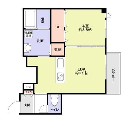 エヌズガーデン夙川(1LDK/2階)の間取り写真