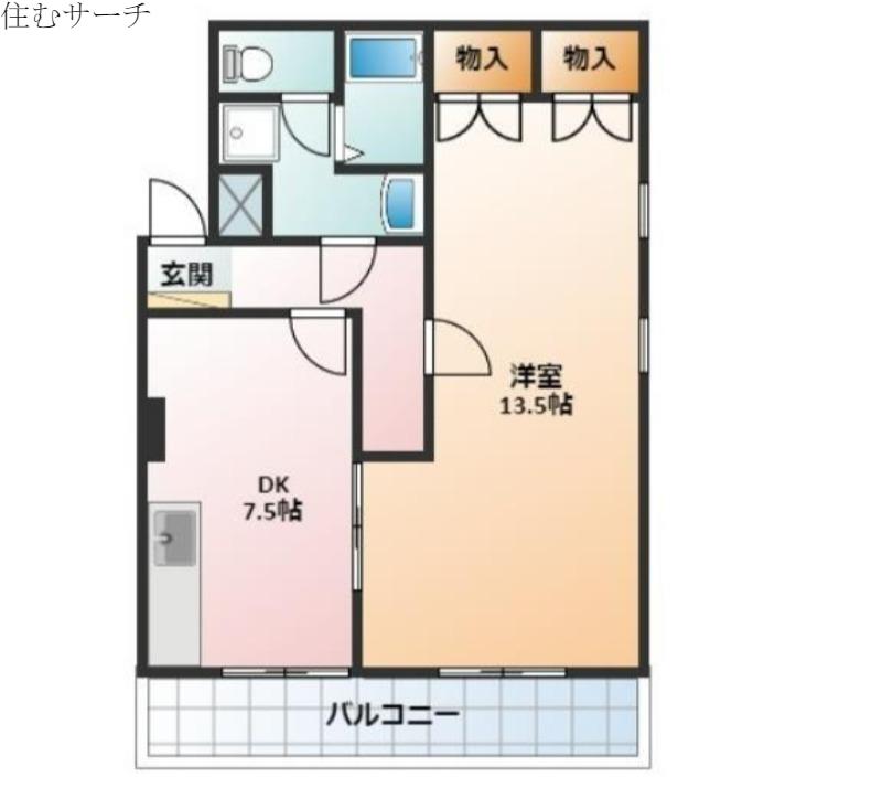 レジデンスときわ(1DK/4階)の間取り写真