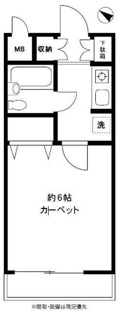 ピア清水(1K/1階)の間取り写真