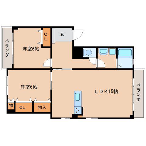 ニュー松葉マンション(2LDK/1階)の間取り写真