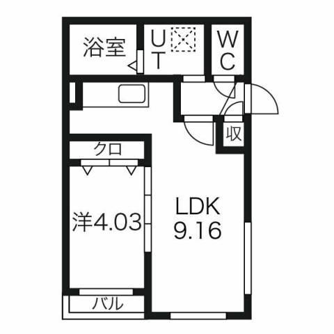 NORD EST (1LDK/2階)の間取り写真