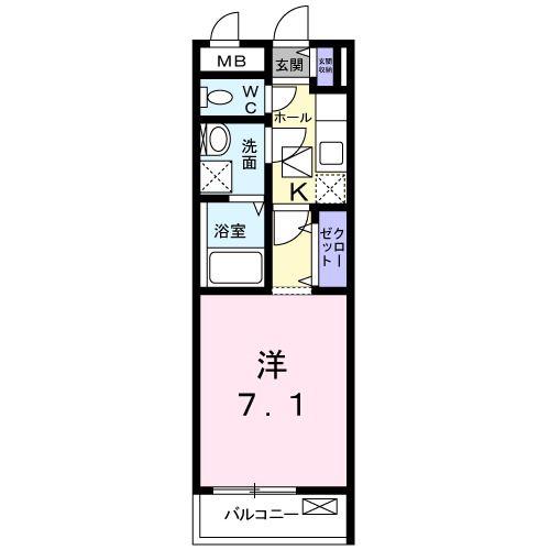 メルヴェーユ セゾン(1K/1階)の間取り写真