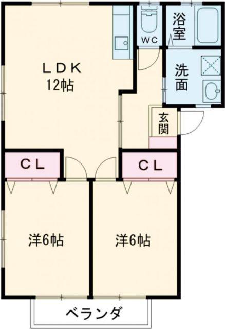 ラメゾン崎岡(2LDK/1階)の間取り写真