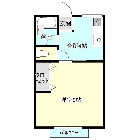シティーハイム青山B棟(1K/1階)の間取り写真