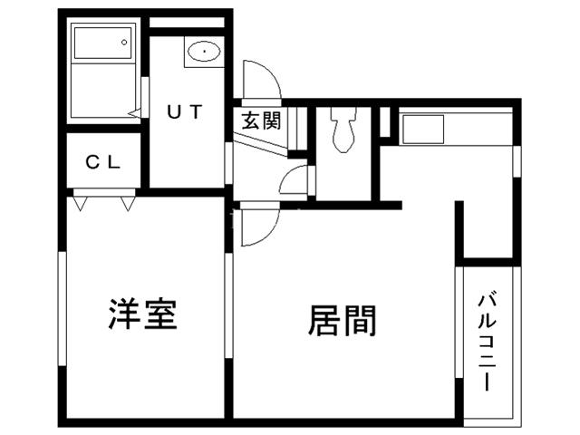 ロイウッド陽翔(1LDK/2階)の間取り写真