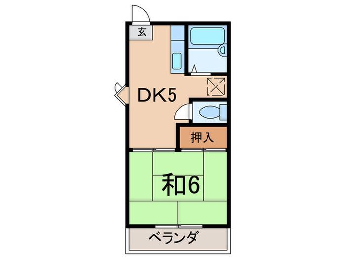 プラムコーポラス(1DK/1階)の間取り写真