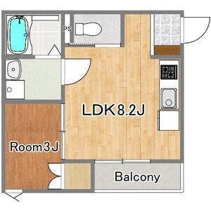 塩釜市佐浦アパート(1LDK/1階)の間取り写真