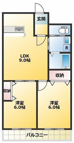 アビタシオン落合(2LDK/2階)の間取り写真