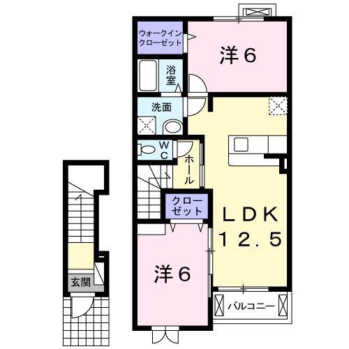 シルク ド レオ(2LDK/2階)の間取り写真