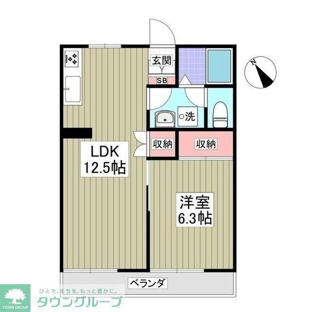 ビューハイツ講堂(1K/1階)の間取り写真
