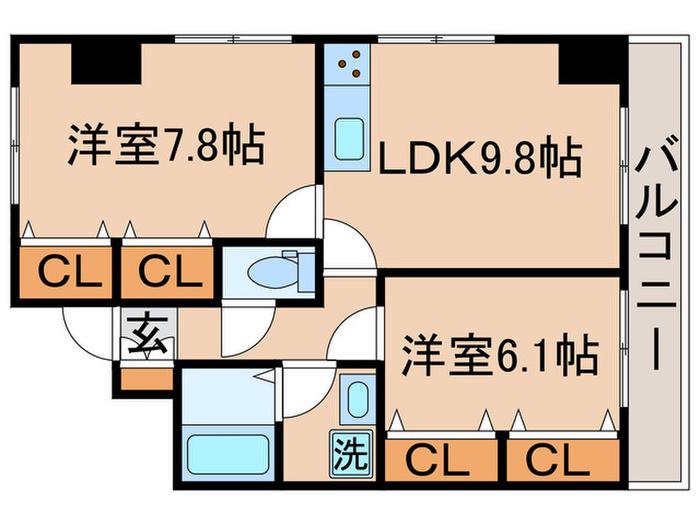シャンテルミエール(2LDK/2階)の間取り写真