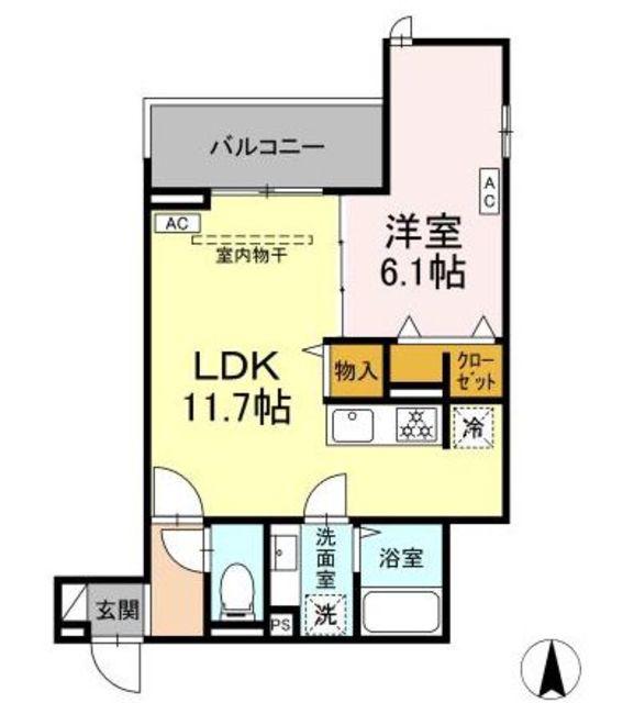 D′BLESS鶴見(1LDK/2階)の間取り写真