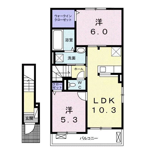 エトワール(2LDK/2階)の間取り写真