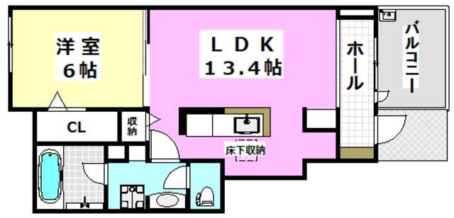 エテルネル アンジュ I(1LDK/1階)の間取り写真