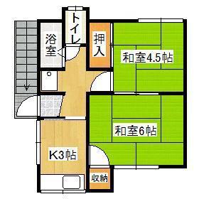 第一ふじ荘(2K/2階)の間取り写真
