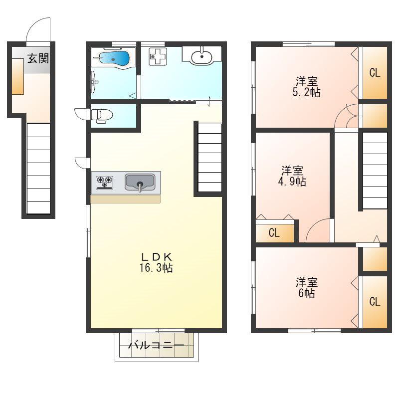 CASA FAMILIARIII(3LDK/1階)の間取り写真