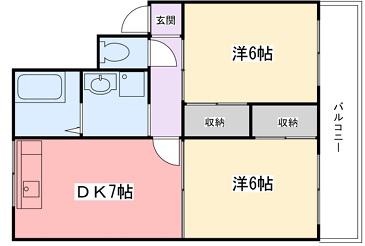 第一青山ハイツ(2DK/2階)の間取り写真