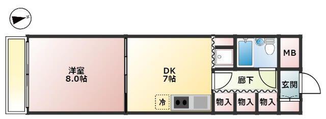 日興パレス羽田PARTII(1DK/4階)の間取り写真