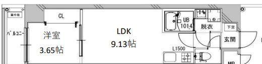 クローバー・メゾン服部(1LDK/3階)の間取り写真