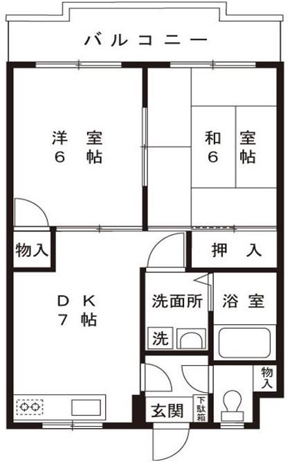 グリーンヒル早宮(2DK/1階)の間取り写真