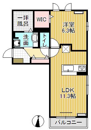 ミライエ・エヴォ2(1LDK/2階)の間取り写真