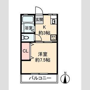 ベルアージュ(1K/2階)の間取り写真