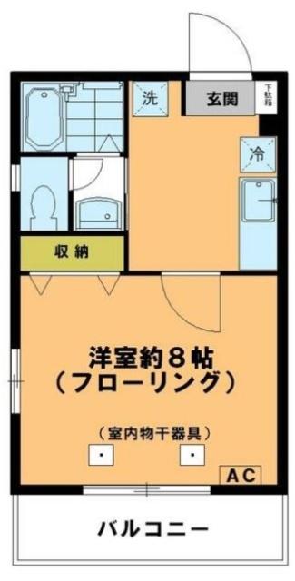ブランドール中根(1K/1階)の間取り写真