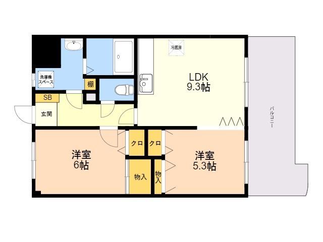 フォルスト平尾(2LDK/6階)の間取り写真