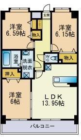 フォレスト離宮若久(3LDK/5階)の間取り写真