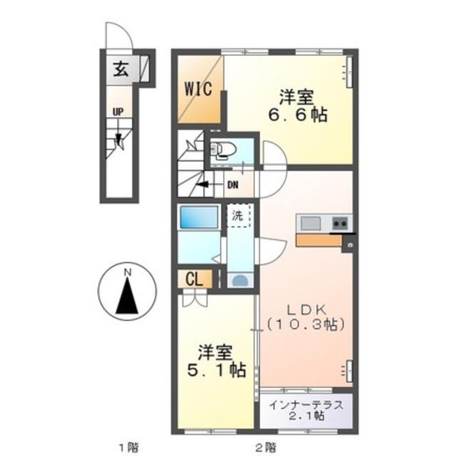 リラ・コンフィ(2LDK/2階)の間取り写真