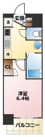 プレミアムコート大正フロント(1K/8階)の間取り写真