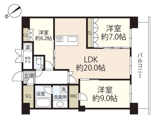 グランアークテラス(3LDK/9階)の間取り写真