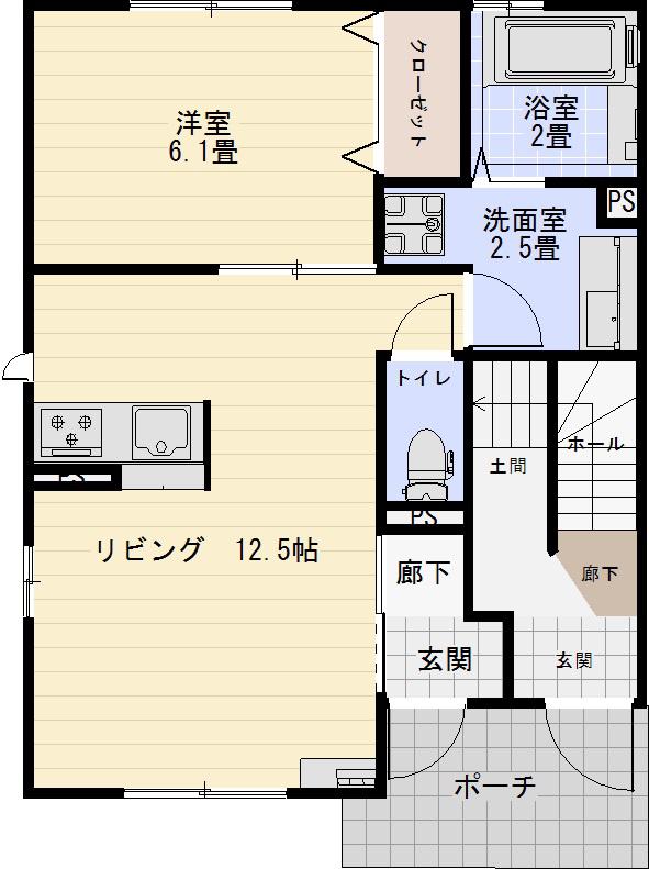 スマイル22L(1LDK/1階)の間取り写真