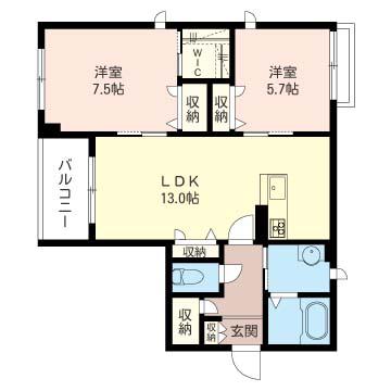 べレオMS上溝(2LDK/3階)の間取り写真