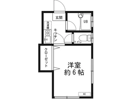 グレー太陽(1K/2階)の間取り写真